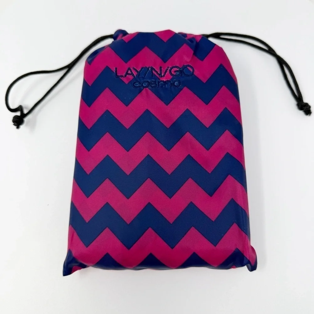 Lay-n-Go Cosmo Plus Chevron Drawstring Cosmetic Bag 21” Travel makeup organizer